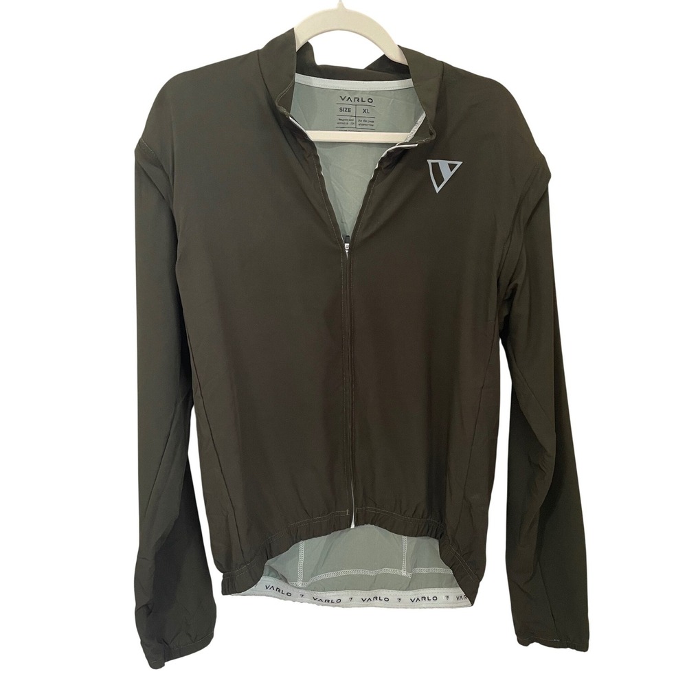 Varlo Convertible Cycling Wind Jacket Jersey Olive Green Full Zip XL Mens